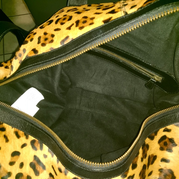 Pottery Barn “ Monroe” calf hair leather carry-on weekender bag - Picture 14 of 16